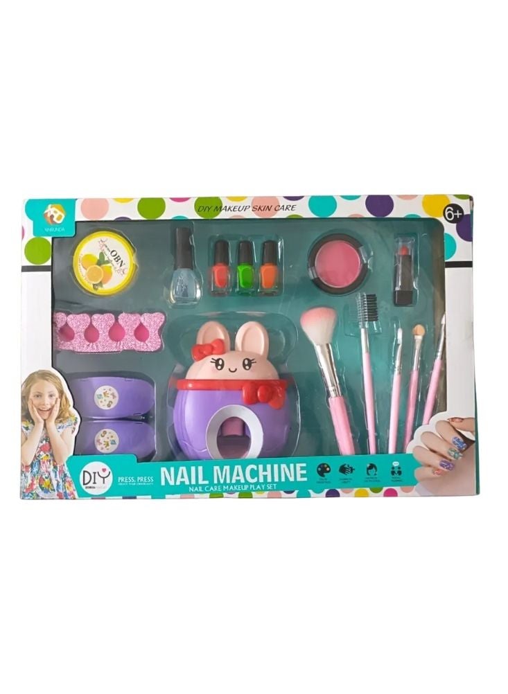 بريميم مجموعة أدوات تزيين الأظافر والمكياج للأطفال، تتضمن جهاز تزيين الأظافر، وفرش، وألوان طلاء الأظافر، وإكسسوارات تجميل – مجموعة لعب إبداعية للتظاهر - Image 1